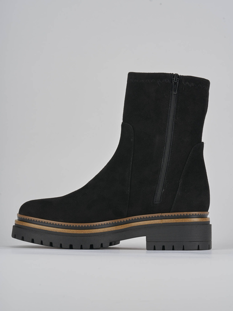 Botines de tacón bajo tacón 3 cm negro ante