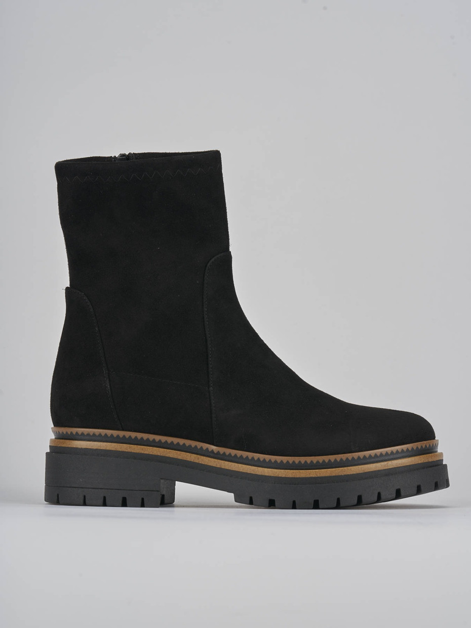 Botines de tacón bajo tacón 3 cm negro ante