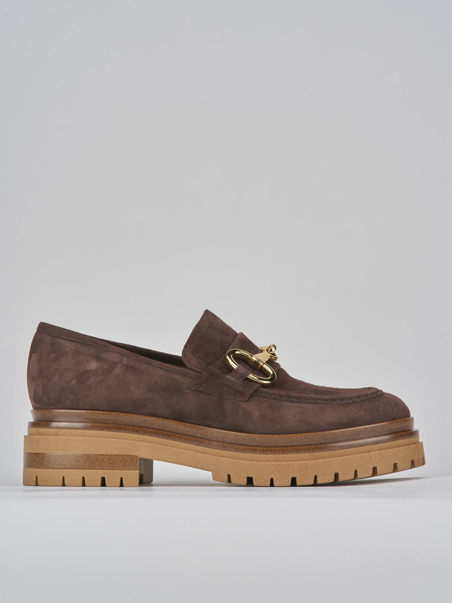 Mocasines tacón 3 cm marrón oscuro ante