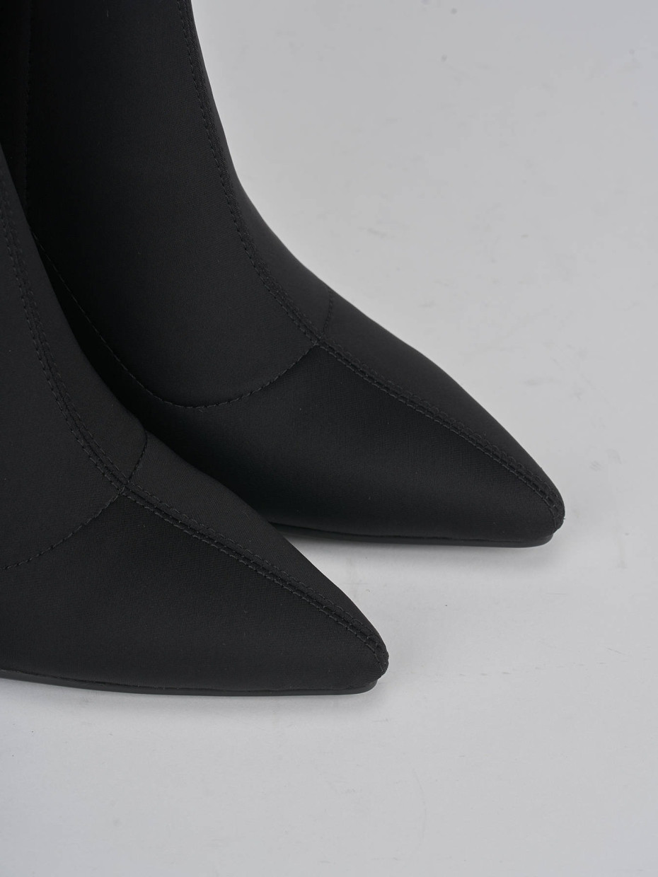 High heel boots heel 8 cm black fabric
