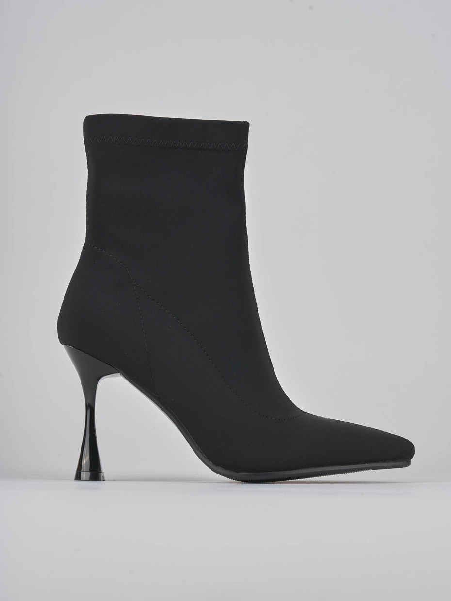 Stivaletti tacco 7cm tessuto nero