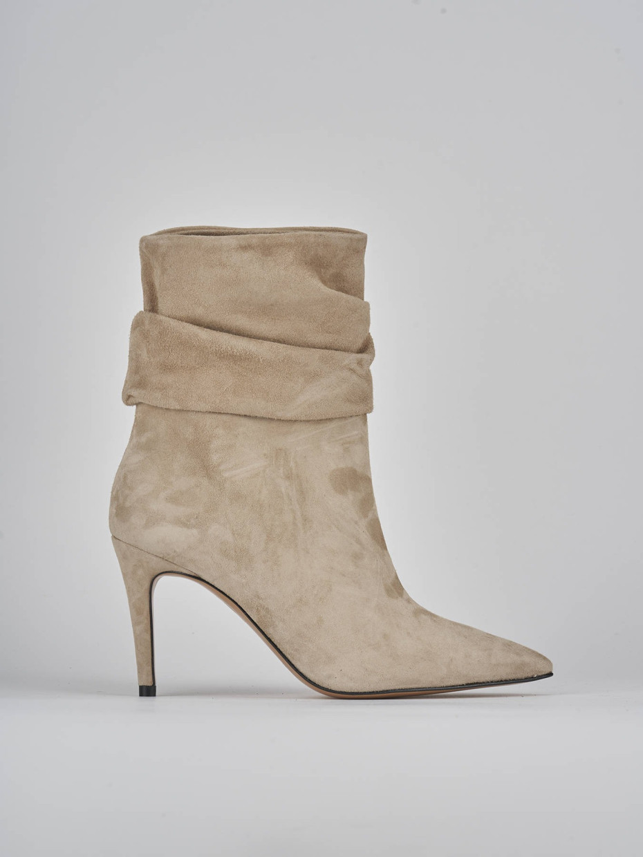 High heel ankle boots heel 9 cm beige suede