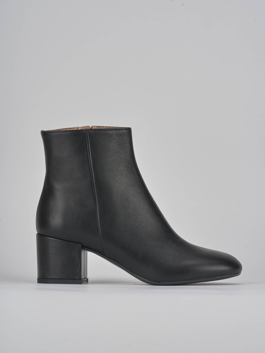 Botines de tacón alto tacón 6 cm negro cuero