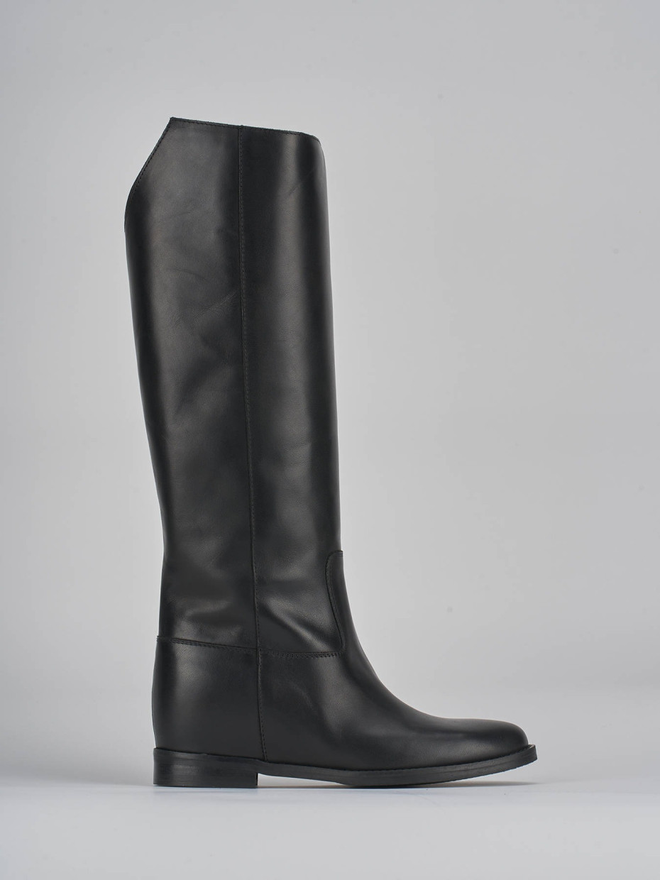 Stivali tacco 2cm pelle nero