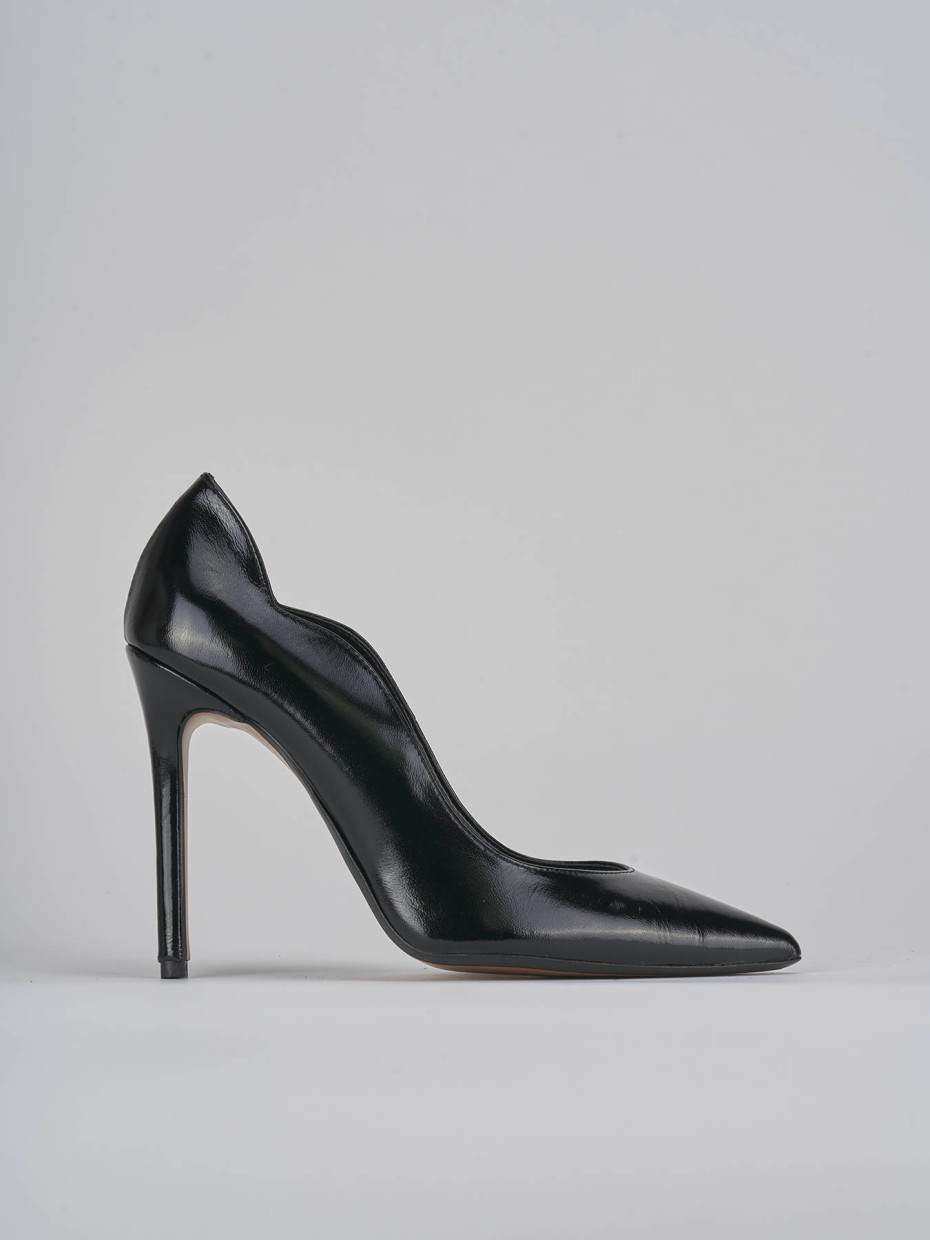 Zapatos de salón tacón 10 cm negro cuero