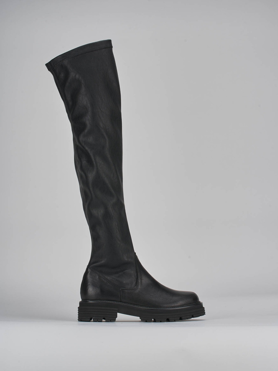 Botas de tacón bajo tacón 2 cm negro cuero