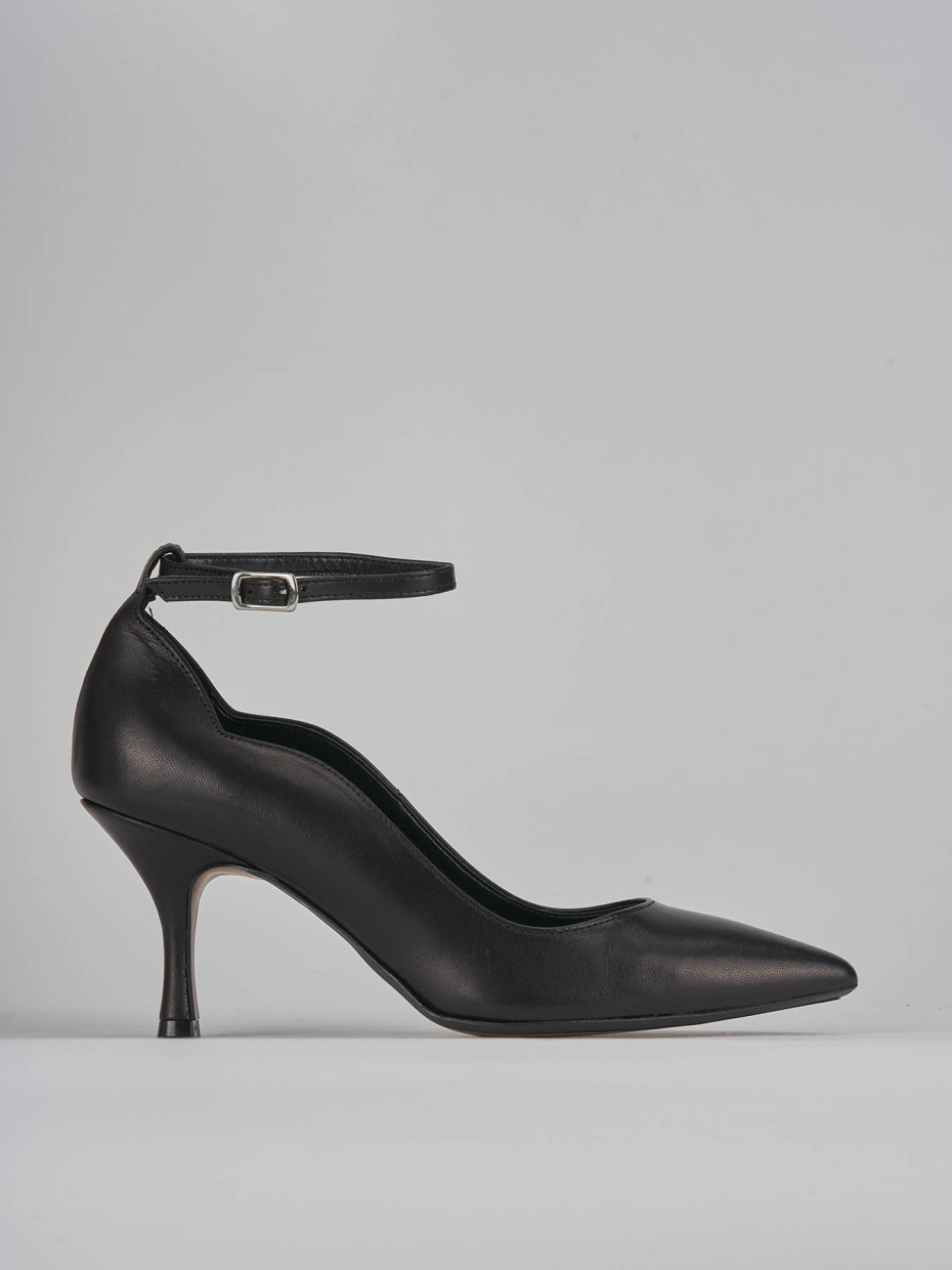 Zapatos de salón tacón 7 cm negro cuero