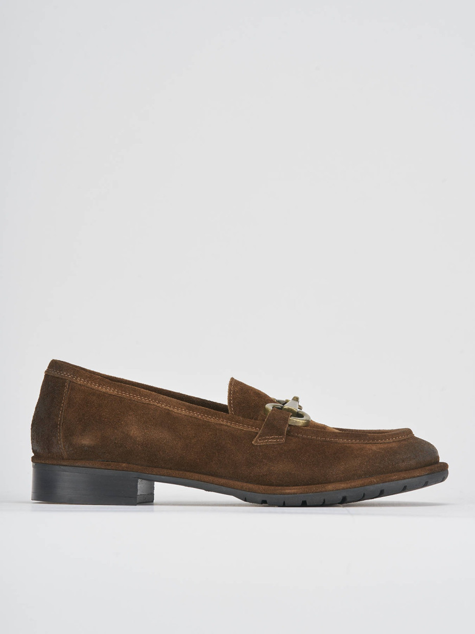 Loafers heel 1 cm brown suede