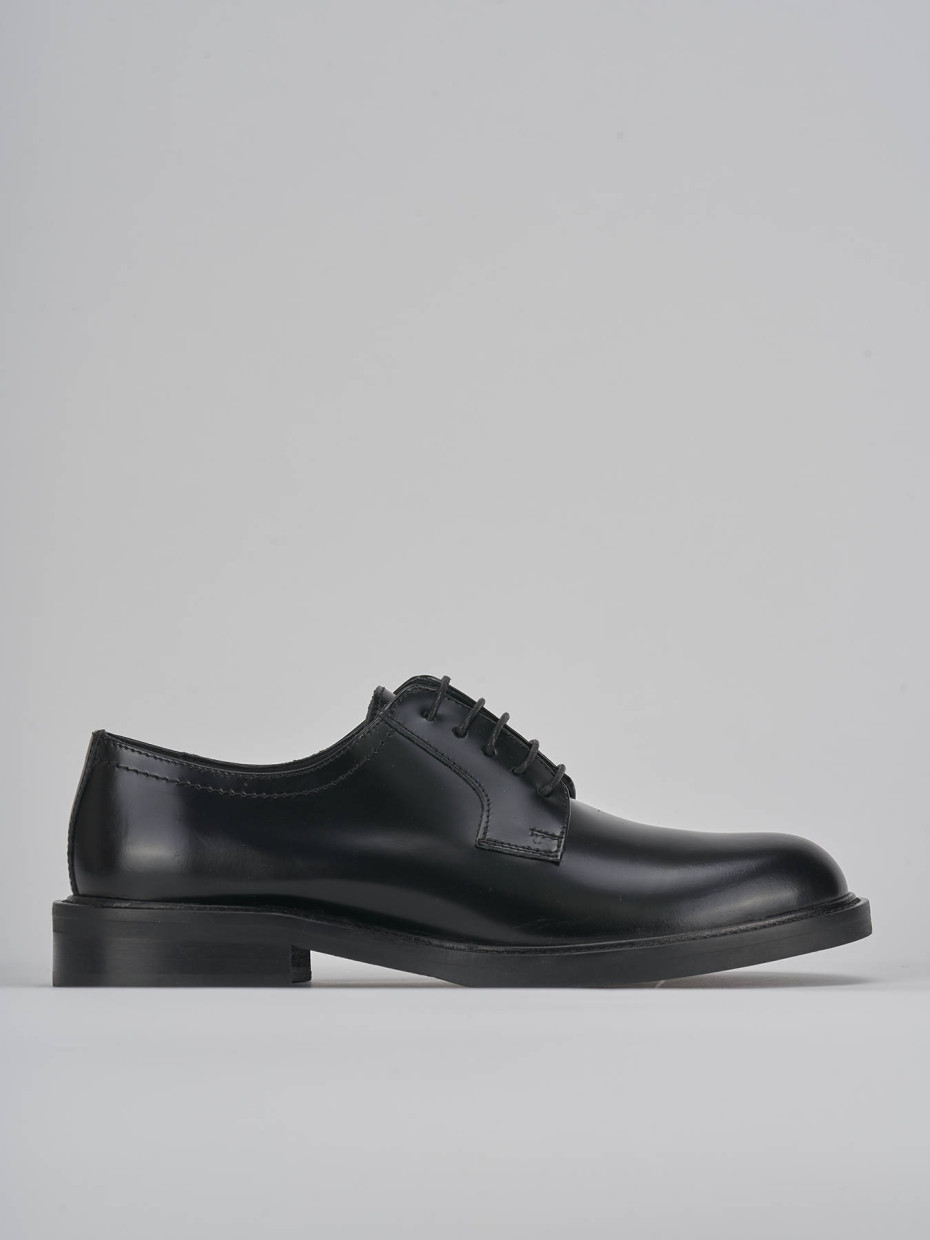Zapatos de cordones tacón 1 cm negro cuero