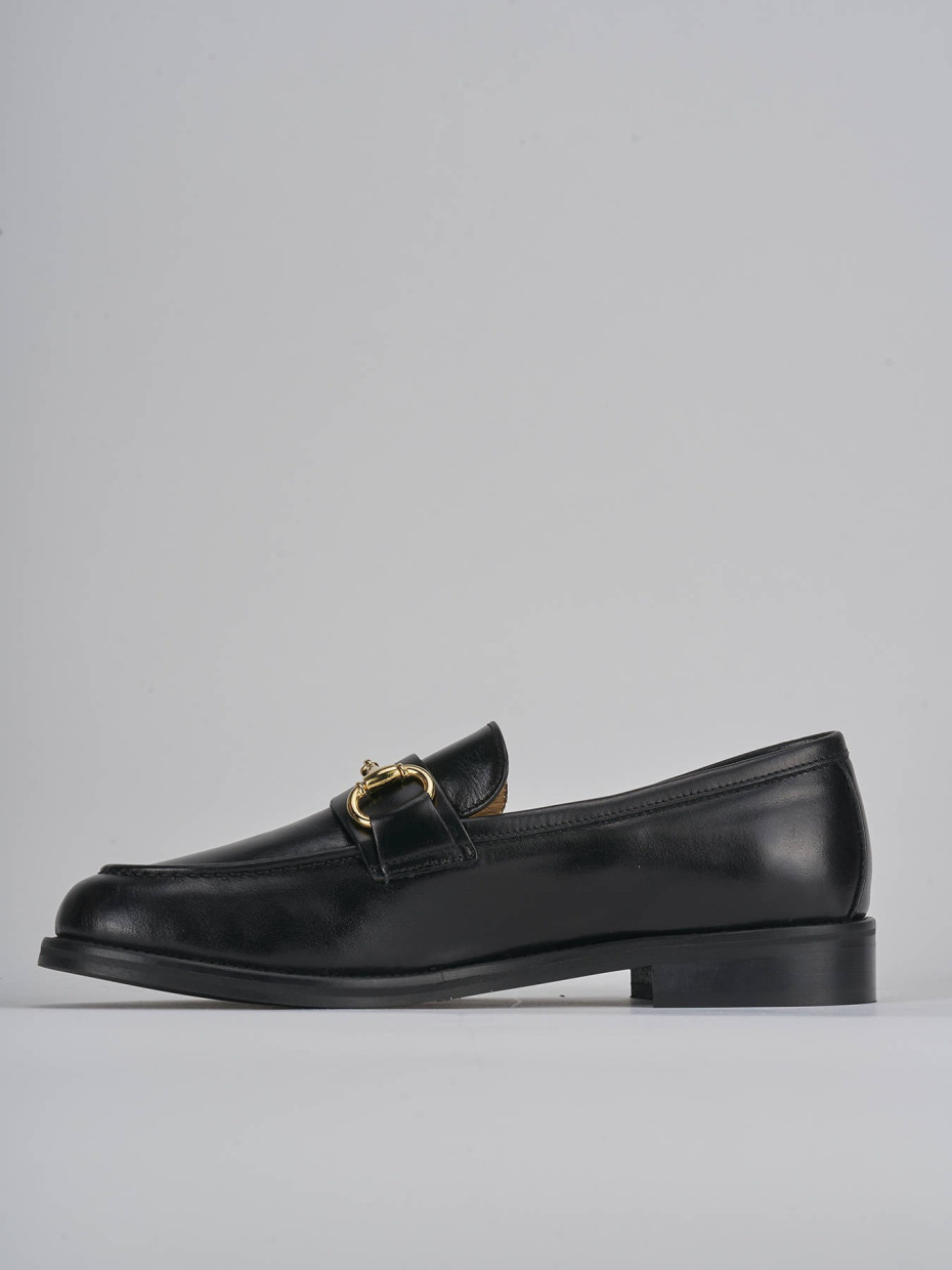 Mocasines tacón 2 cm negro cuero