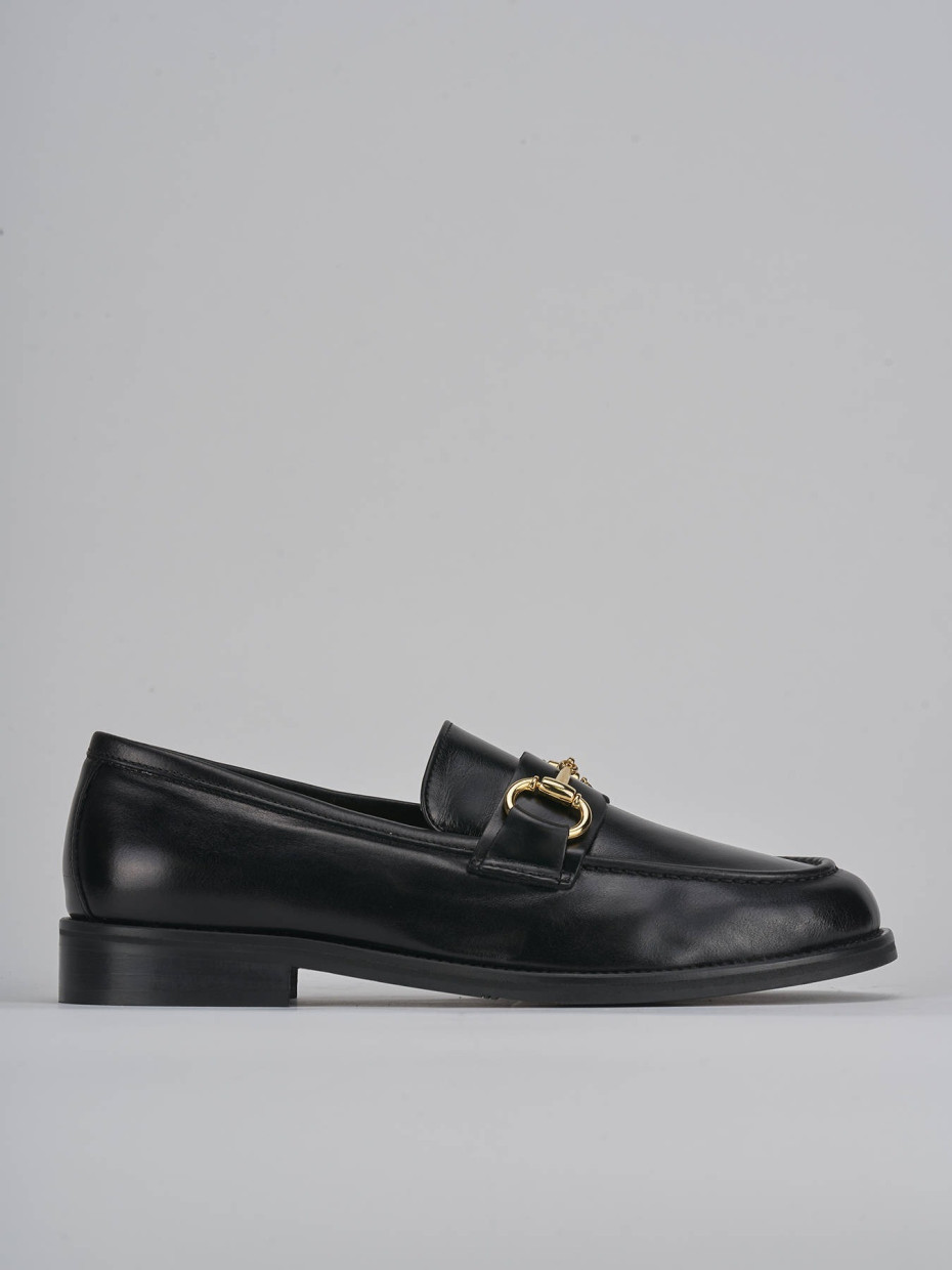 Mocasines tacón 2 cm negro cuero