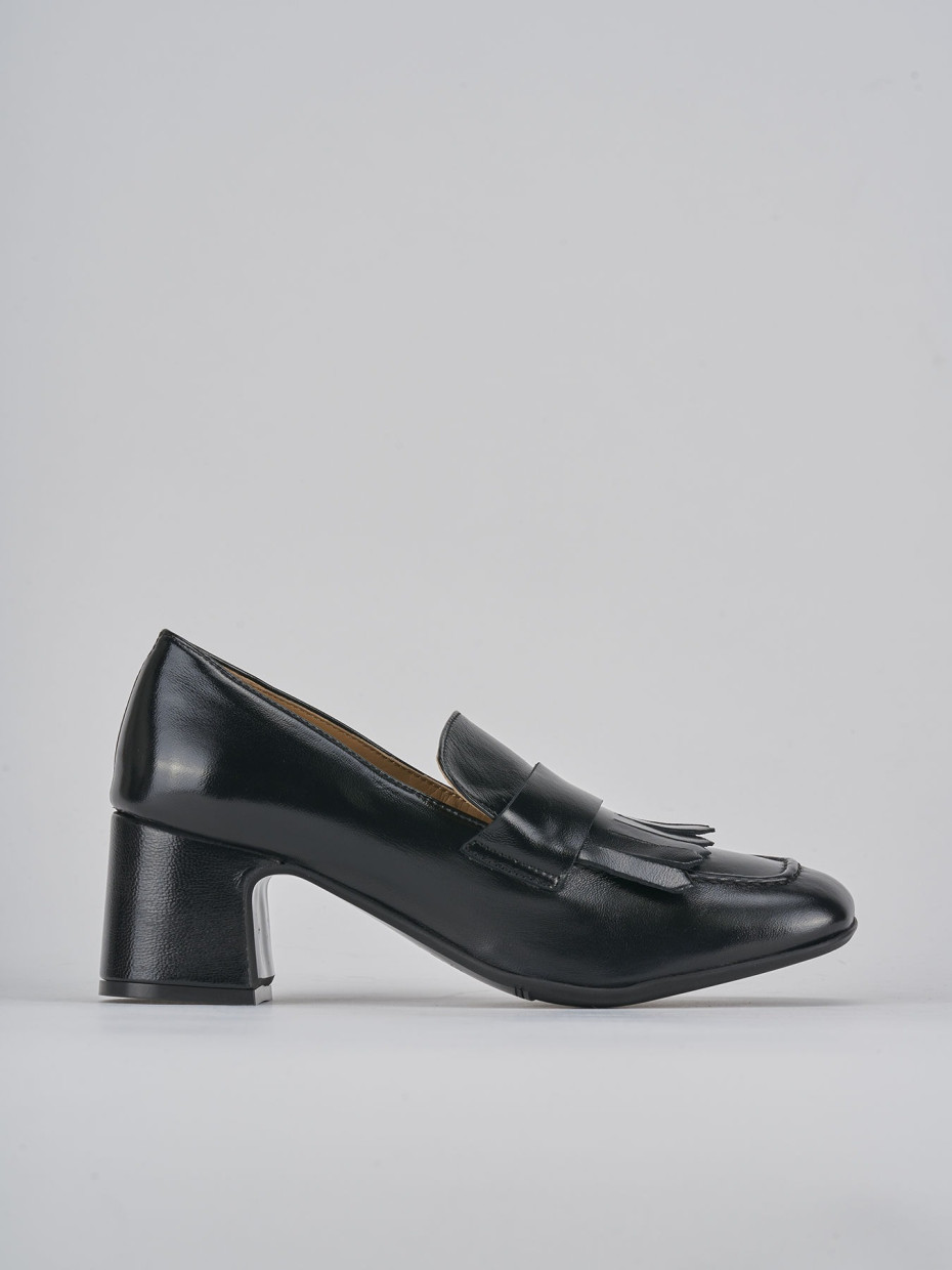 Mocasines tacón 5 cm negro charol