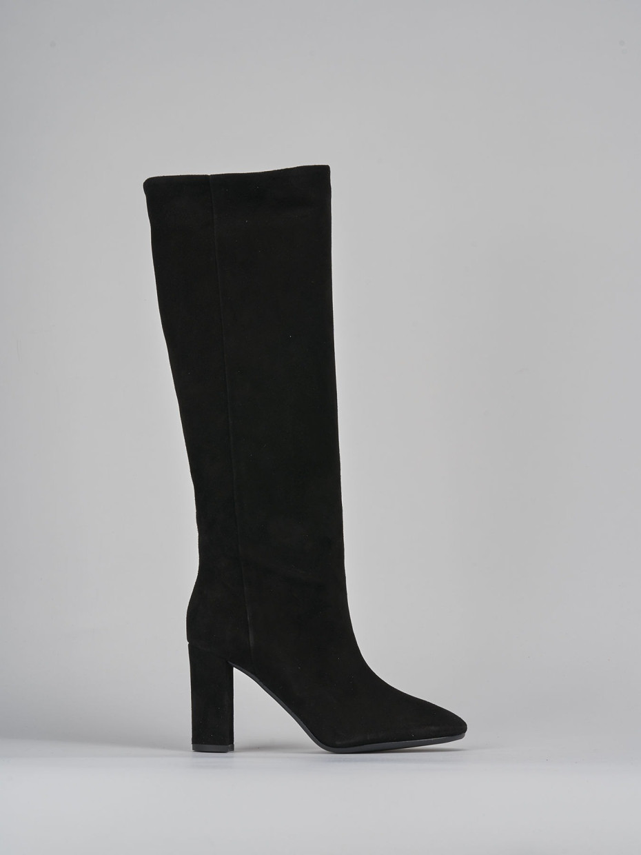 Botas de tacón alto tacón 9 cm negro ante