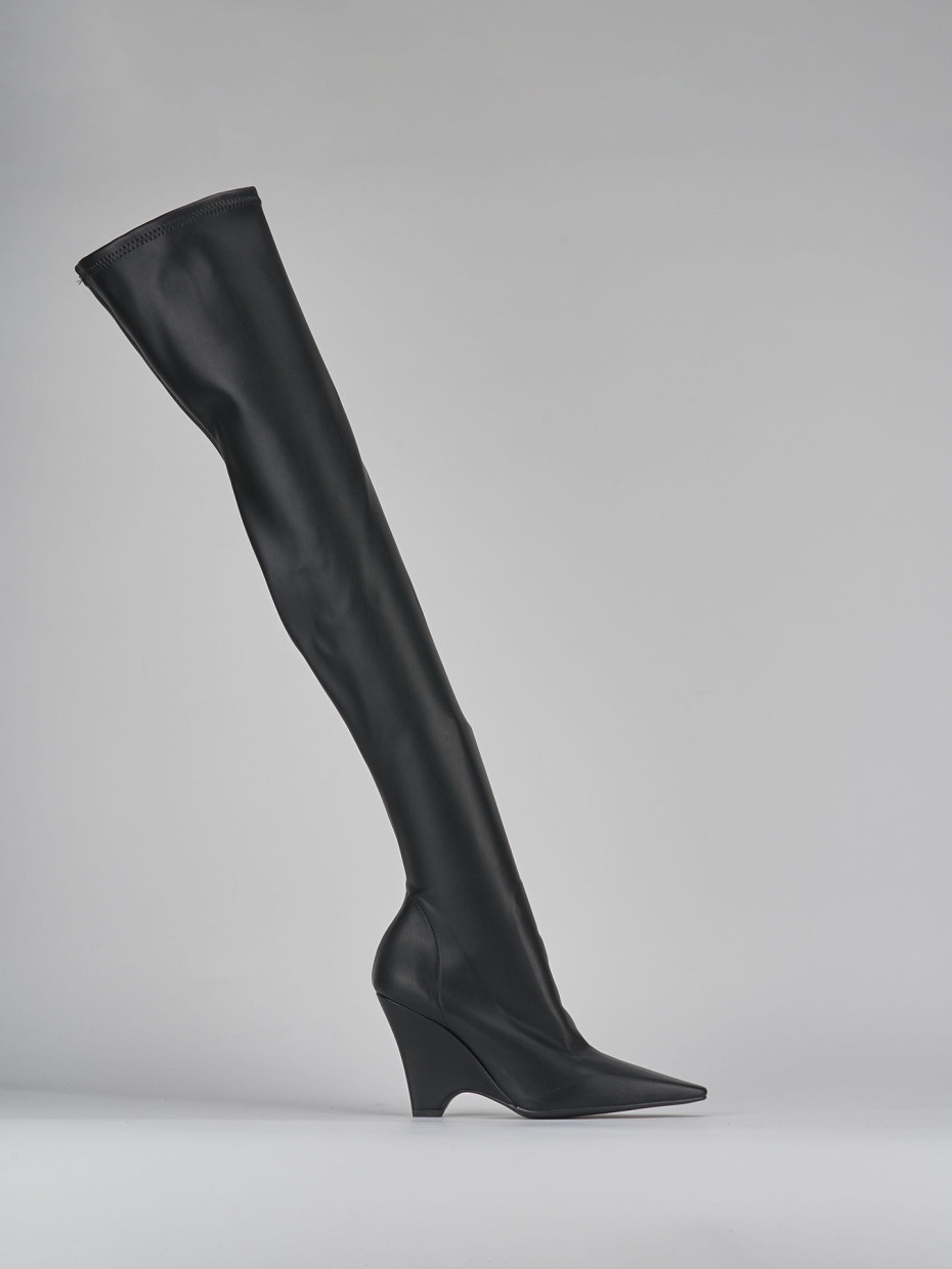 Botas de tacón alto tacón 9 cm negro cuero