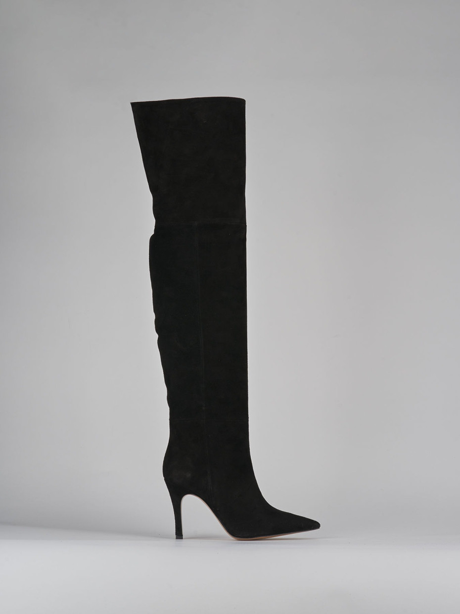Botas de tacón alto tacón 9 cm negro ante