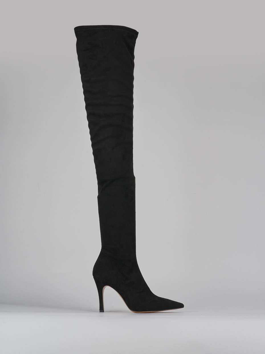 Botas de tacón alto tacón 9 cm negro ante