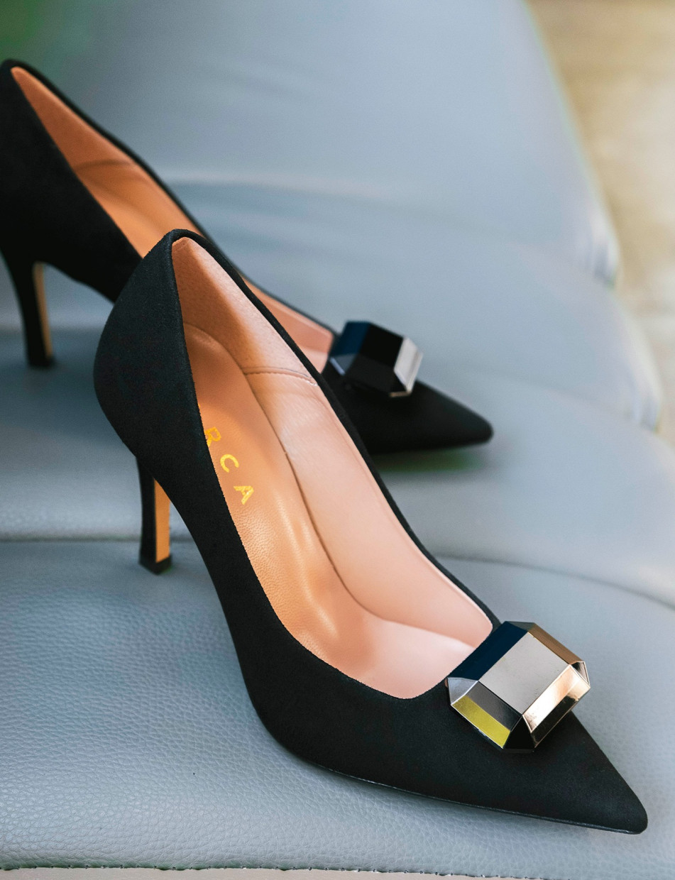 Pumps heel 9 cm black suede