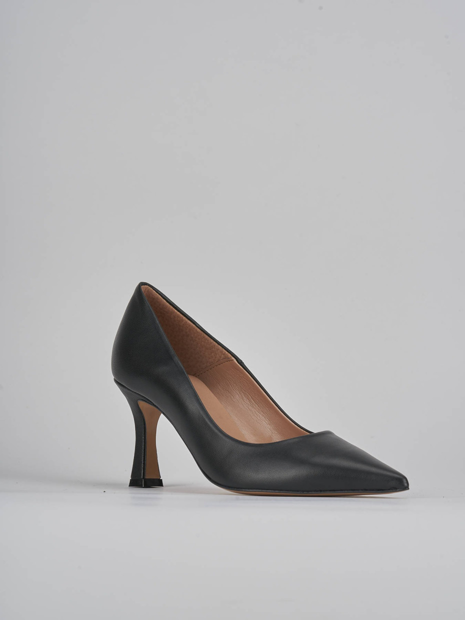 Zapatos de salón tacón 8 cm negro cuero