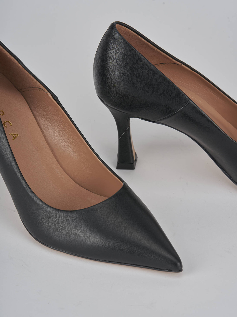 Zapatos de salón tacón 8 cm negro cuero
