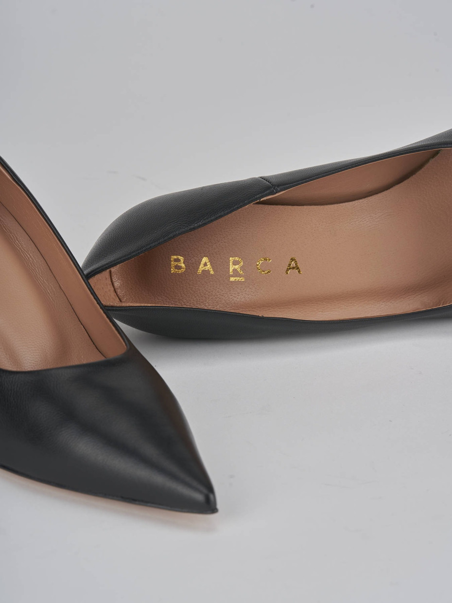 Zapatos de salón tacón 8 cm negro cuero