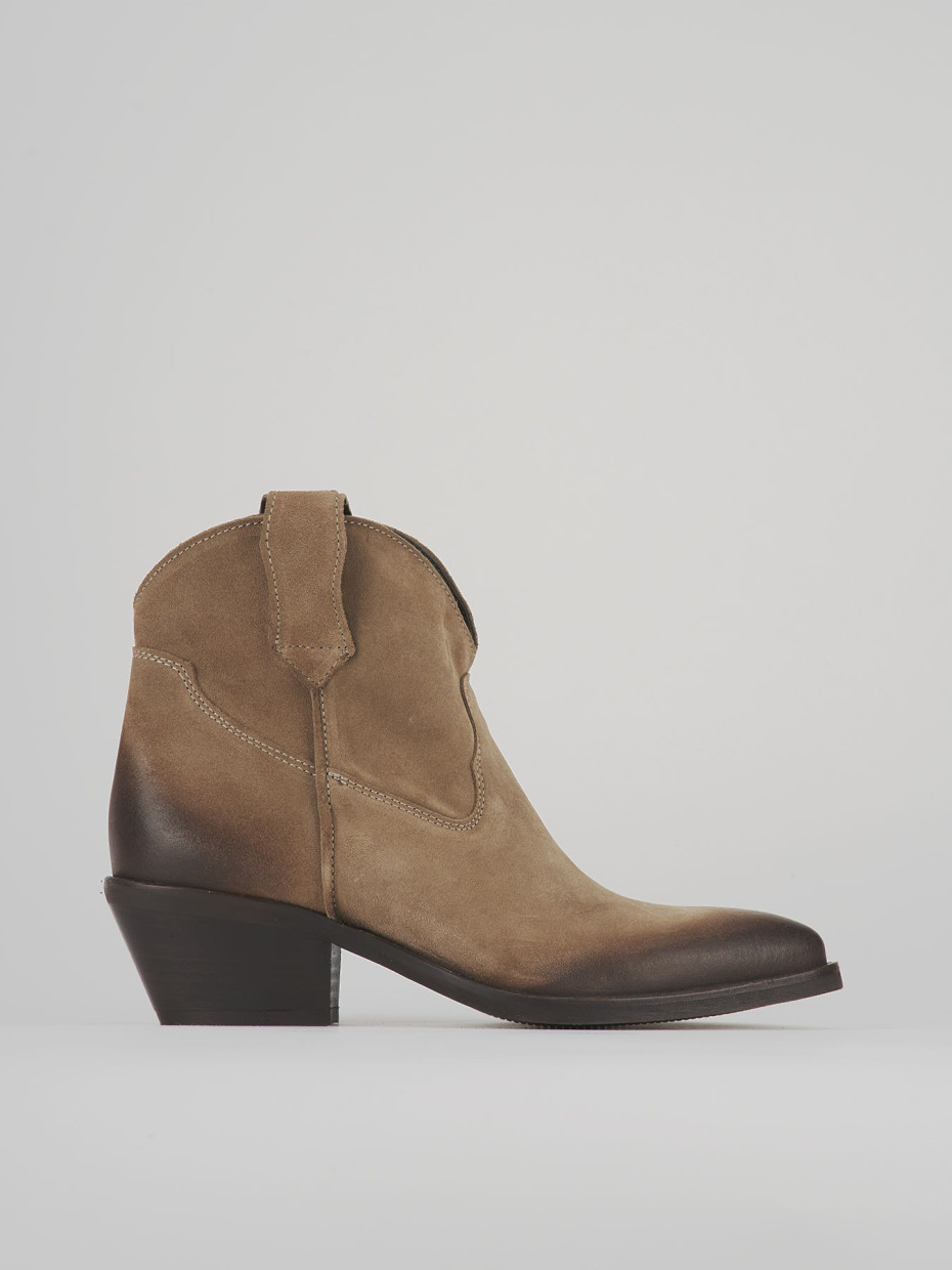 Botines de tacón bajo tacón 4 cm beis ante