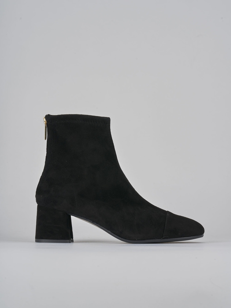 High heel ankle boots heel 6 cm black suede
