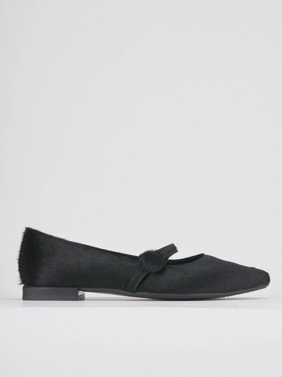 Flat shoes heel 1 cm black horsy