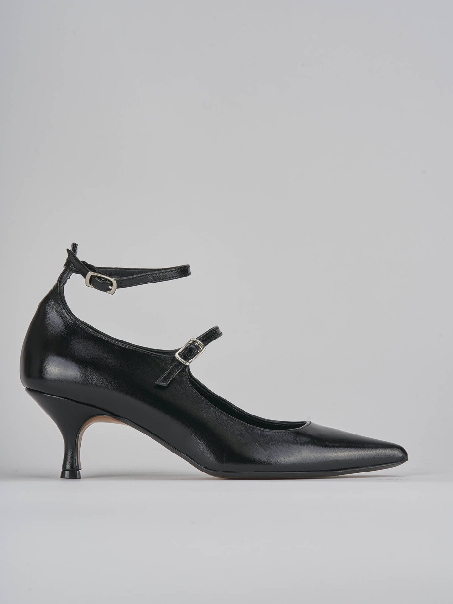 Zapatos de salón tacón 5 cm negro cuero