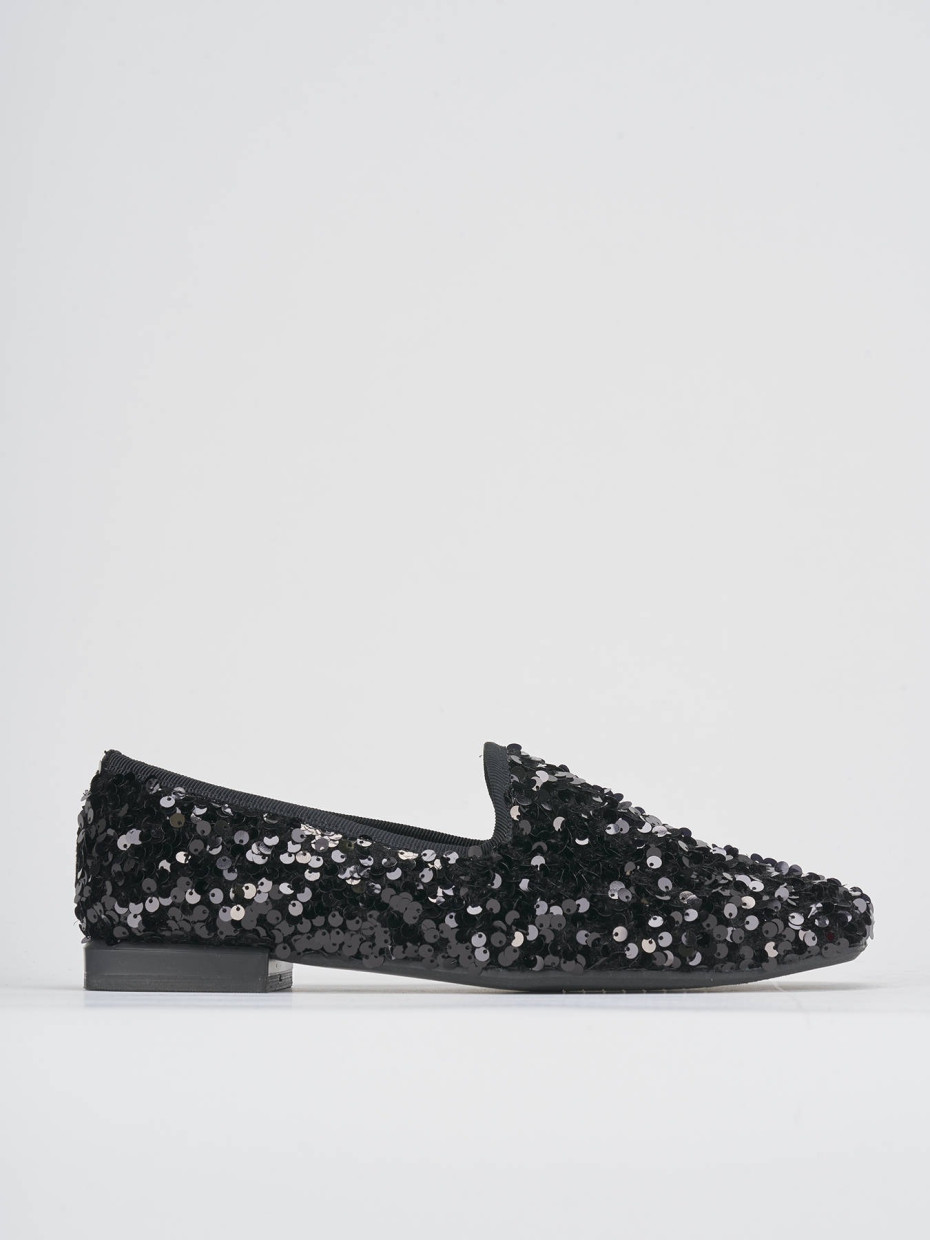 Flat shoes heel 1 cm black leather