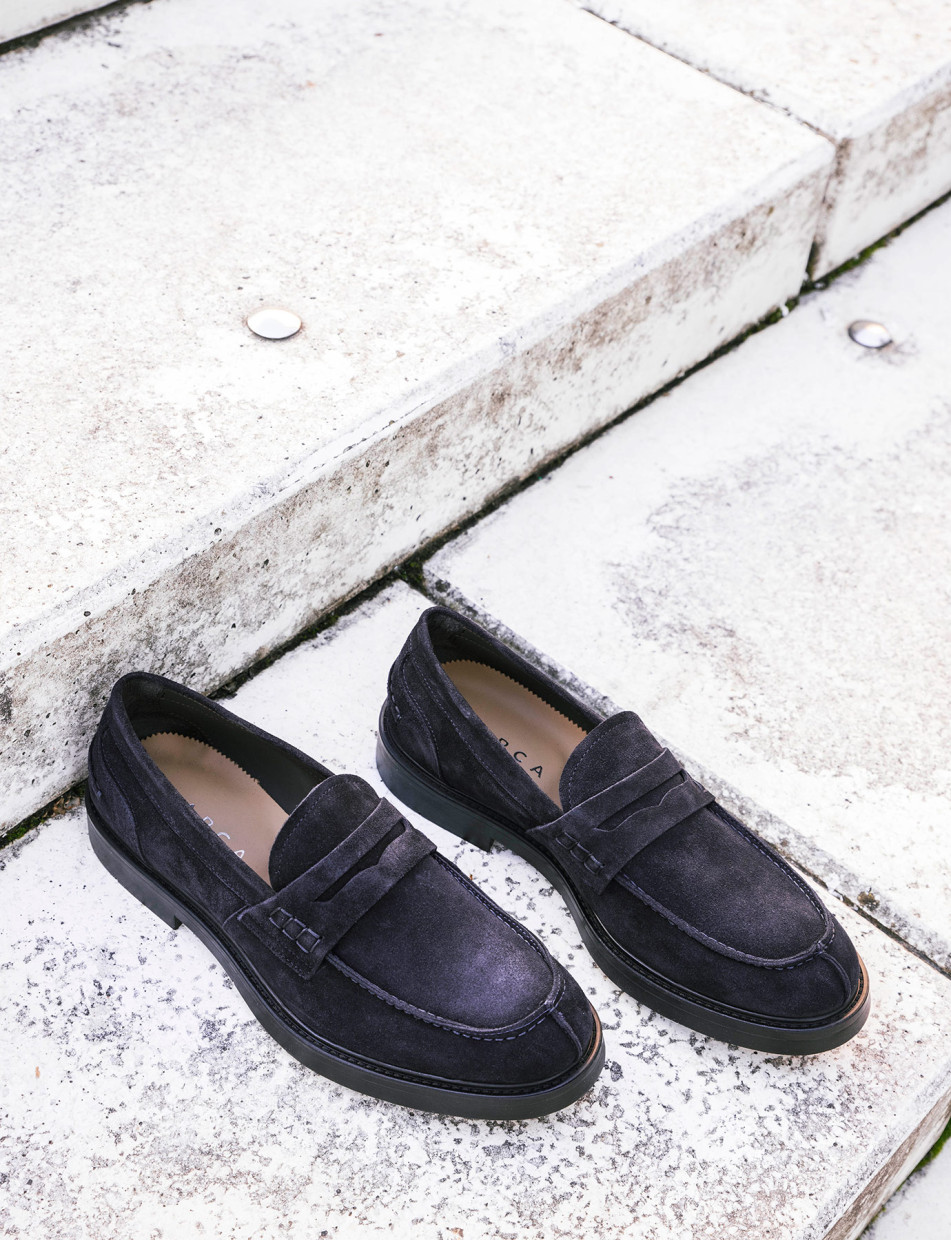Mocasines azul ante
