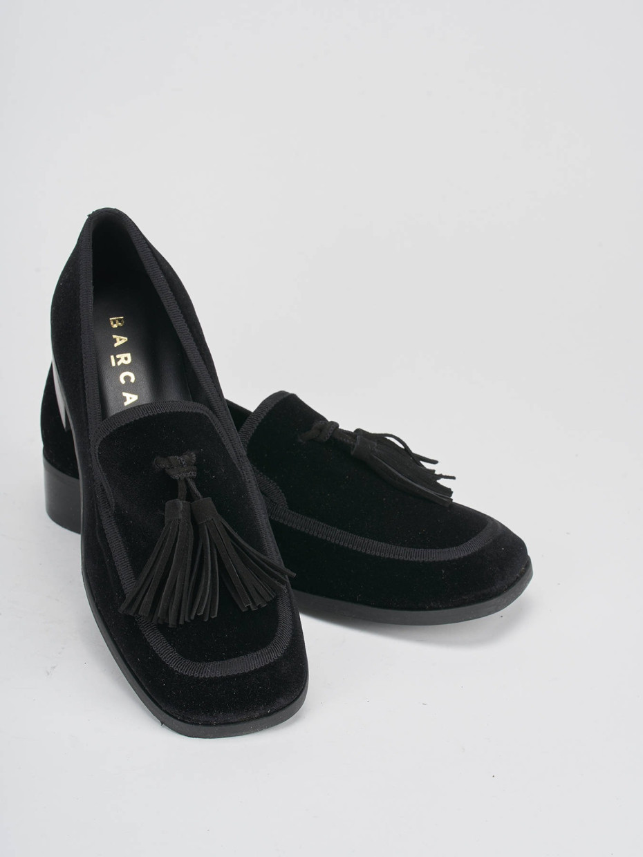Loafers heel 2 cm black velvet