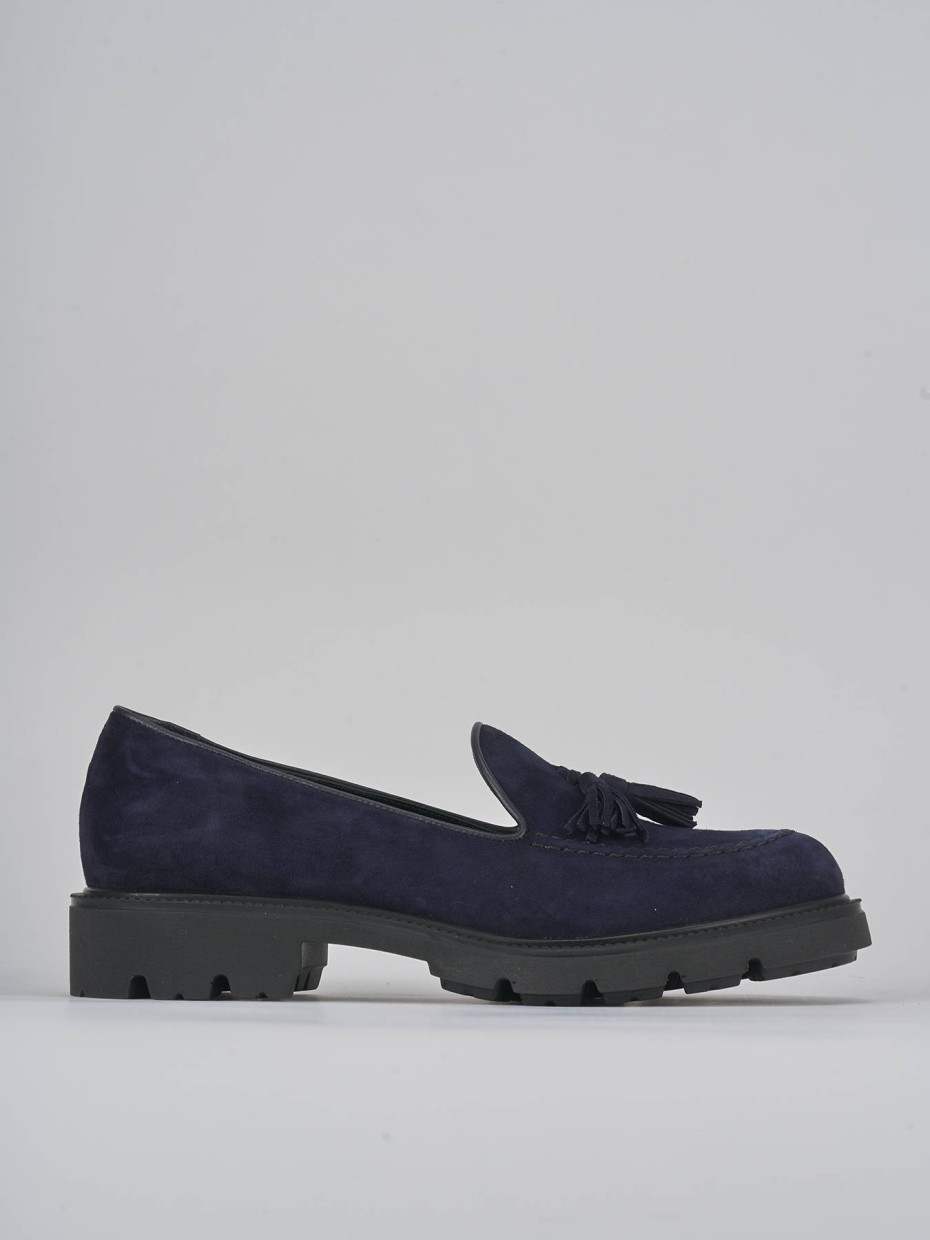 Mocasines tacón 2 cm azul ante