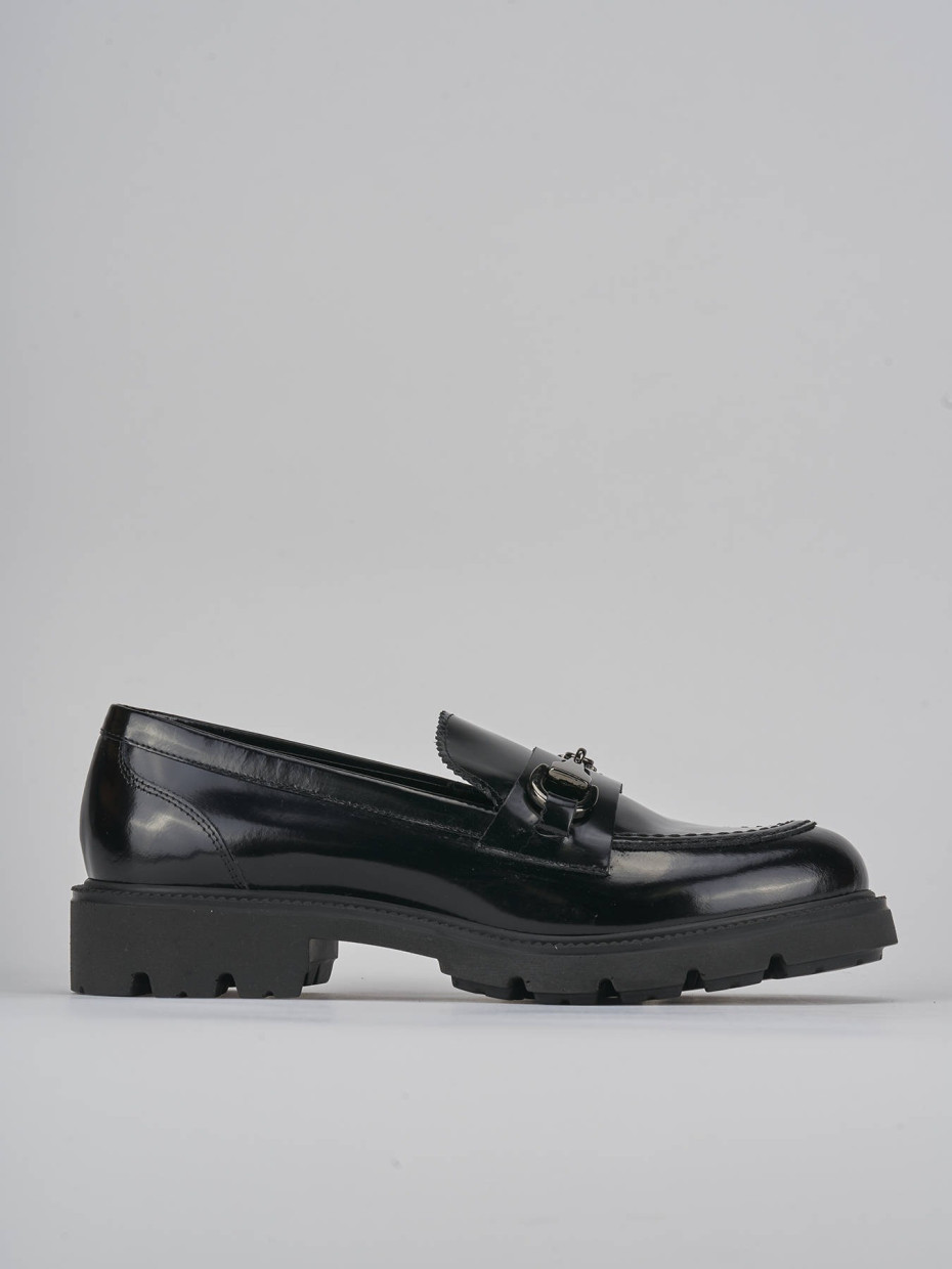 Mocasines tacón 2 cm negro cuero
