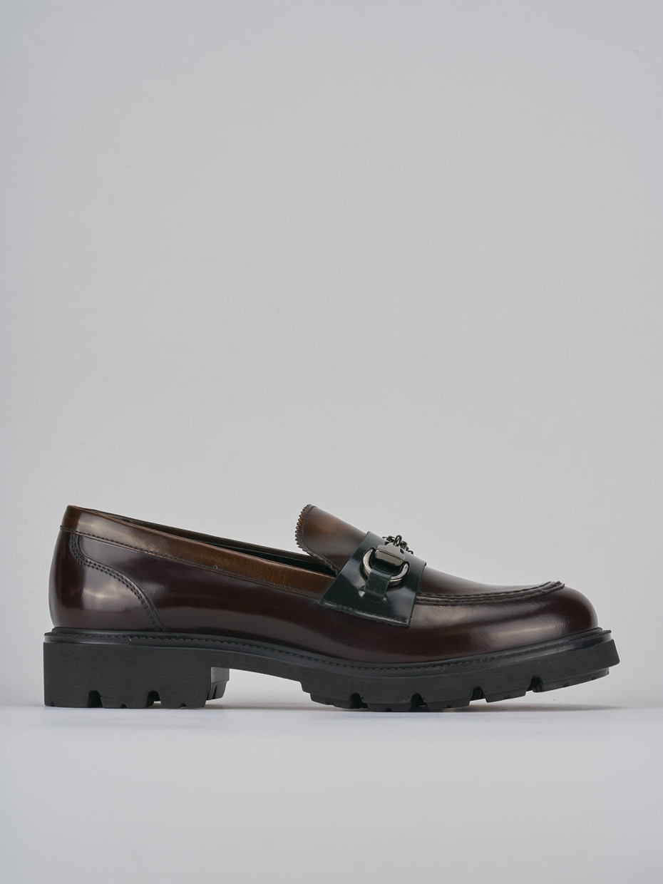 Mocasines tacón 2 cm marrón oscuro cuero