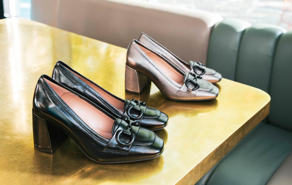 Mocasines tacón 8 cm negro charol