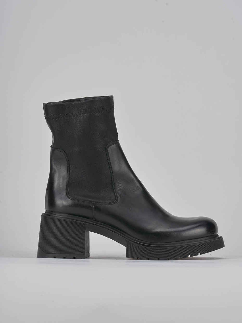 Botines de tacón alto tacón 6 cm negro cuero