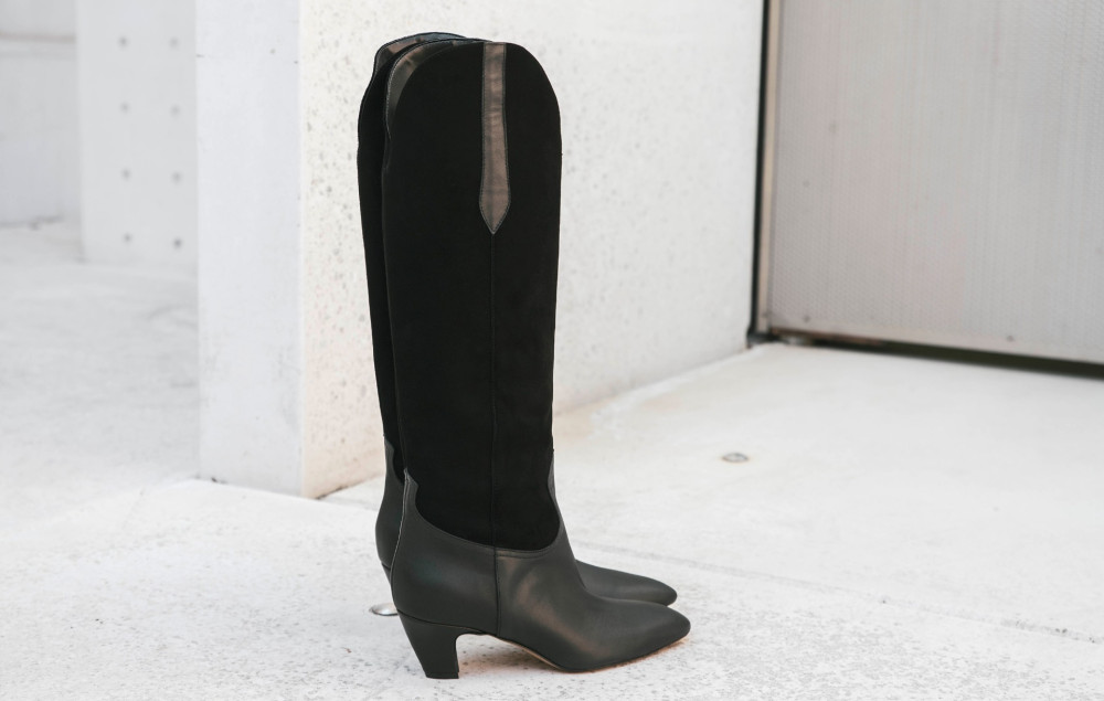 High heel boots heel 5 cm black leather