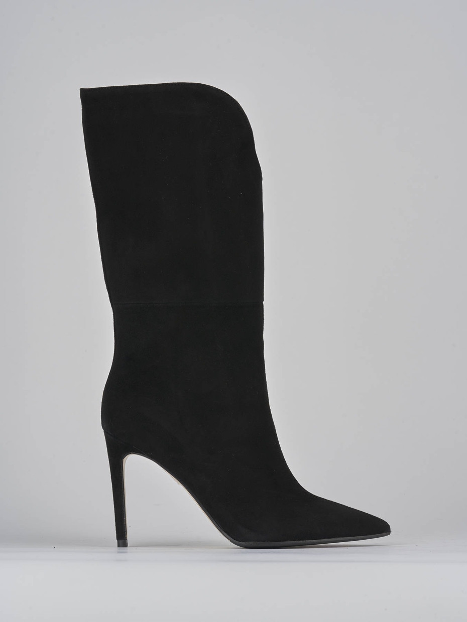 Botas de tacón alto tacón 11 cm negro ante