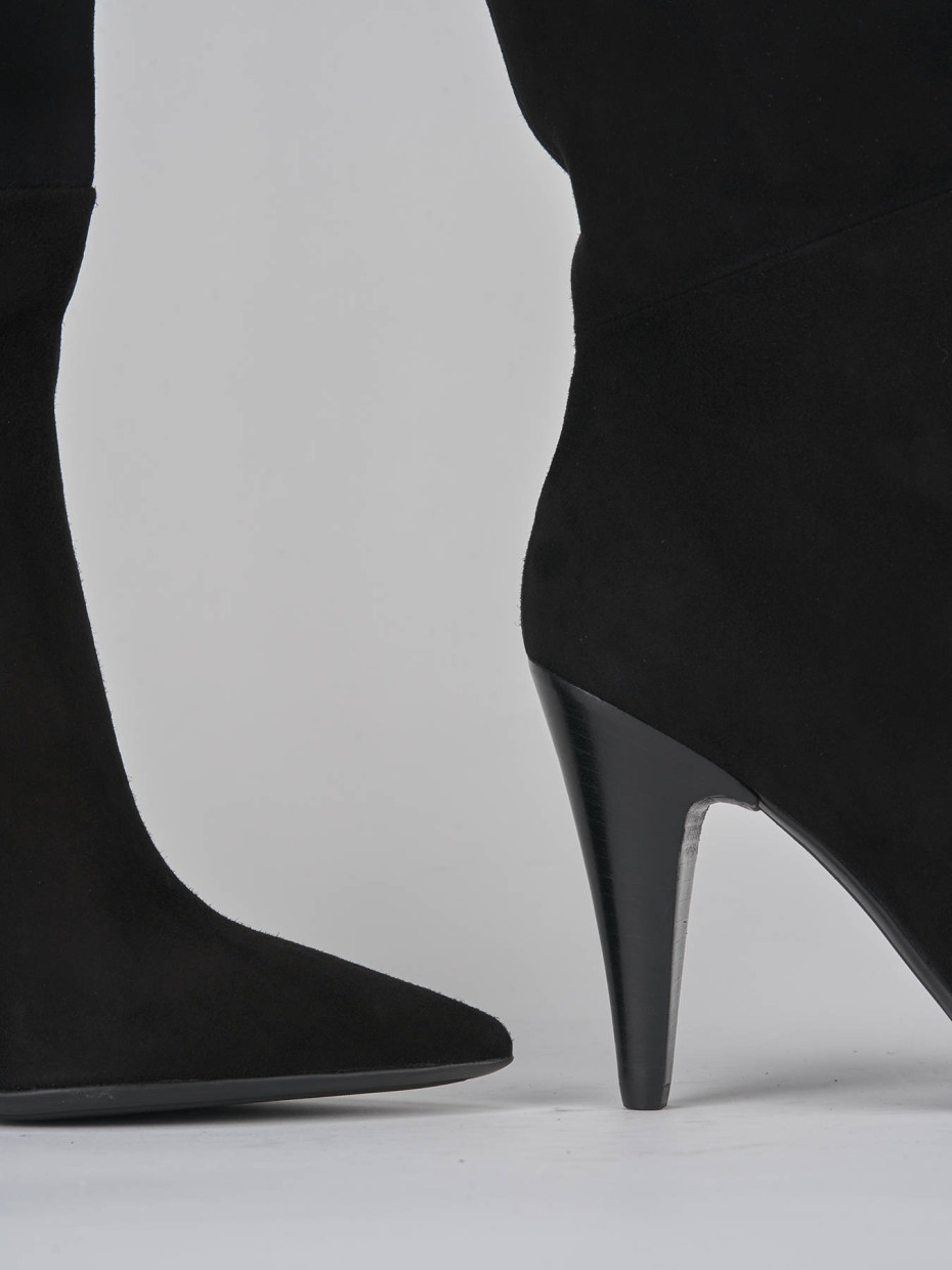 High heel boots heel 11 cm black suede