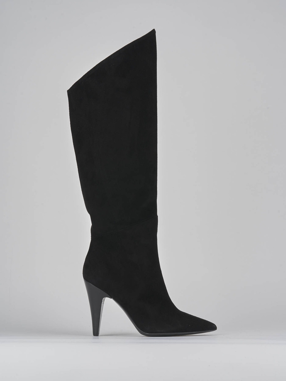 High heel boots heel 11 cm black suede