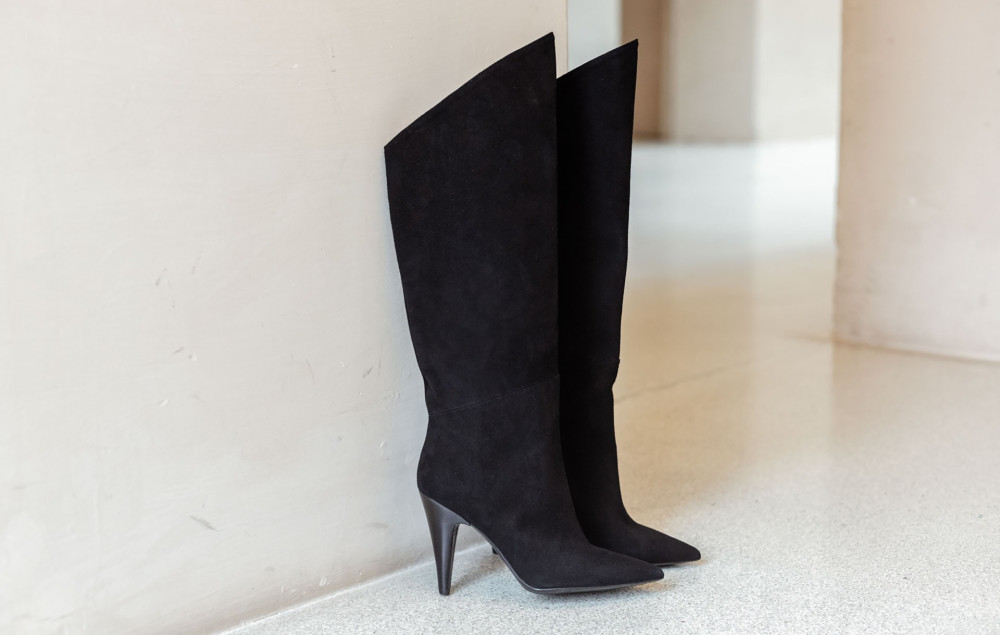 High heel boots heel 11 cm black suede