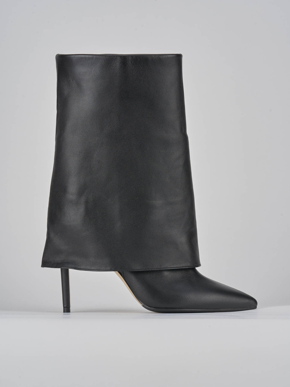 High heel boots heel 11 cm black leather