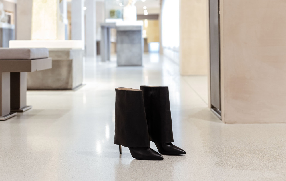 High heel boots heel 11 cm black leather