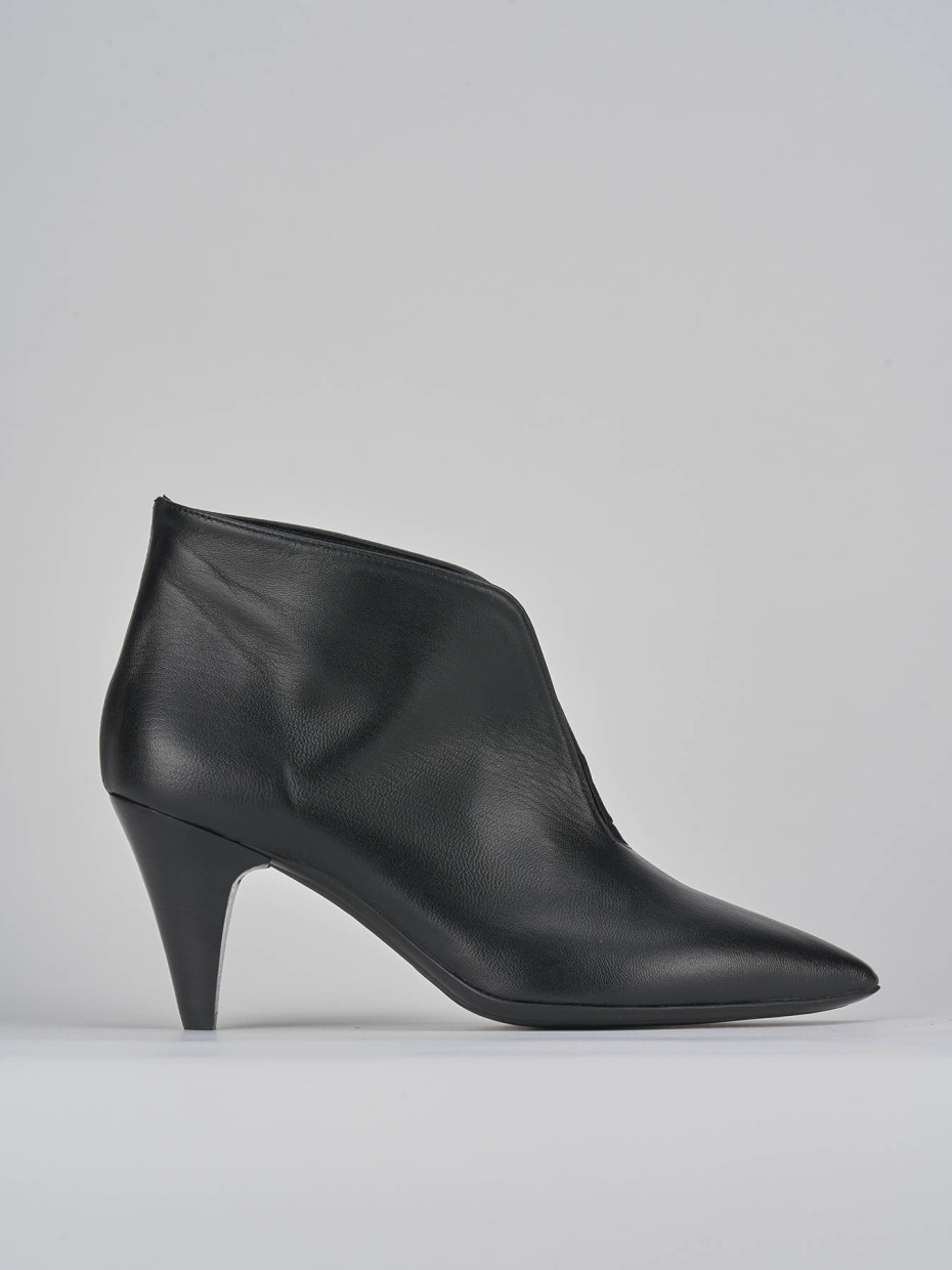 Botines de tacón alto tacón 8 cm negro cuero