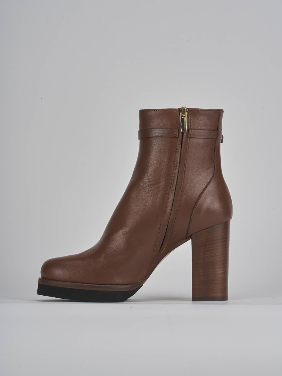 Botines de tacón alto tacón 10 cm marrón cuero