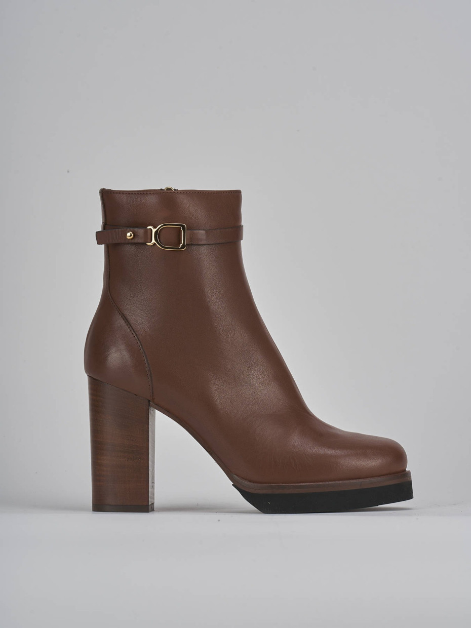 Botines de tacón alto tacón 10 cm marrón cuero