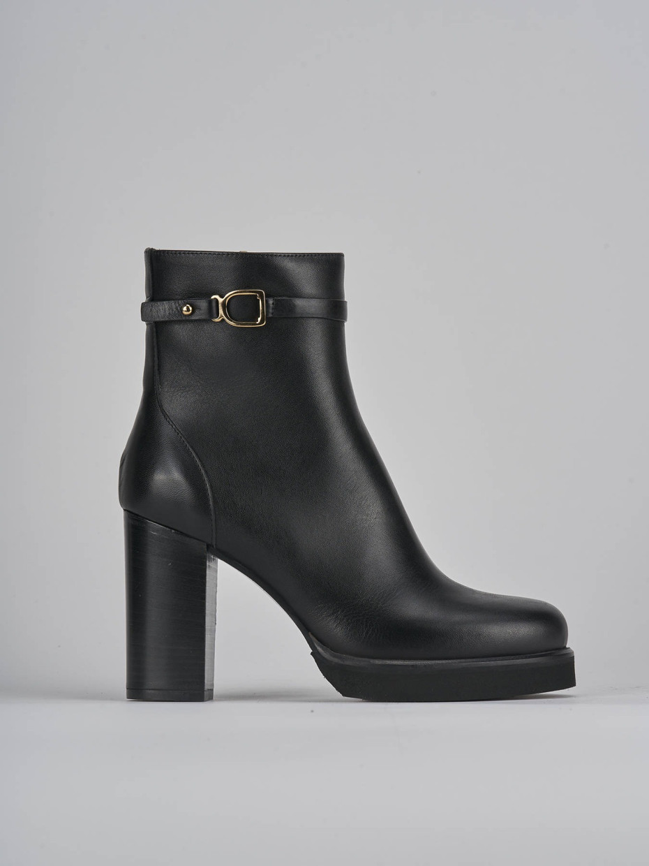 High heel ankle boots heel 10 cm black leather