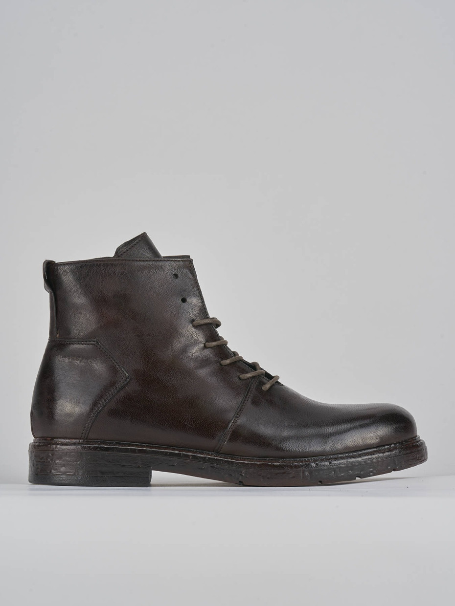 Botas militares marrón oscuro cuero