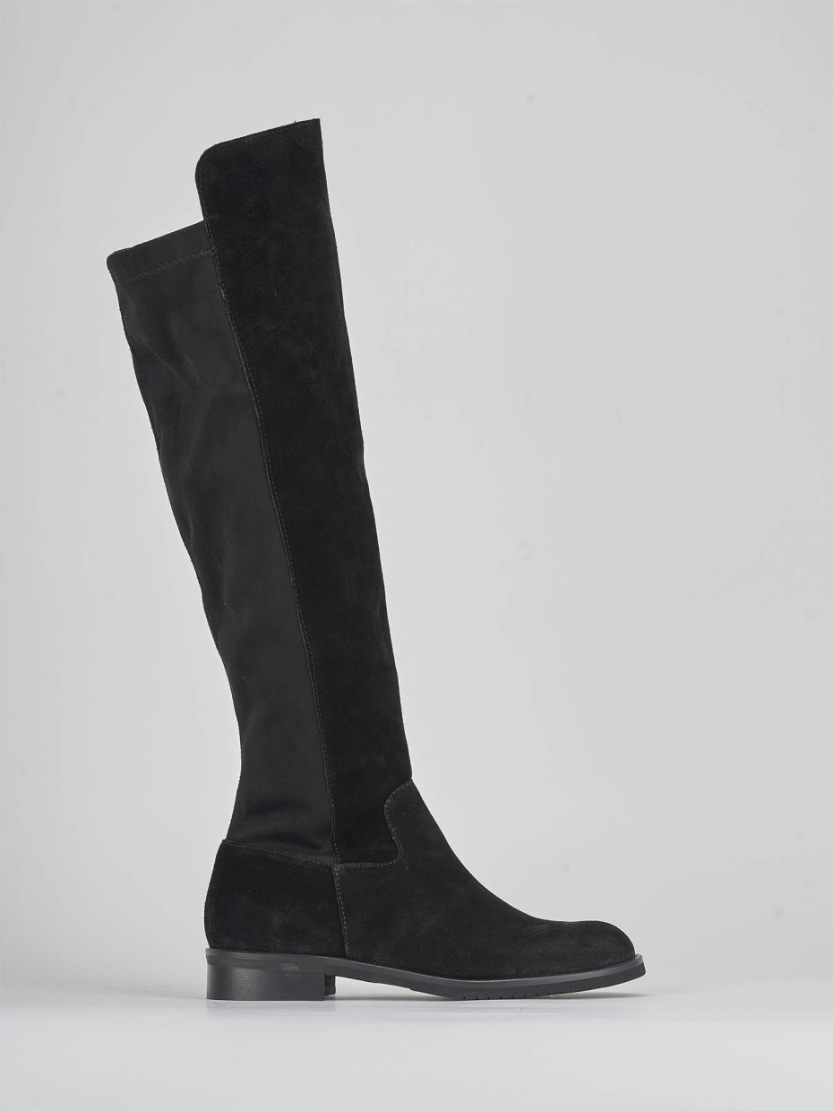 Botas de tacón bajo tacón 2 cm negro ante