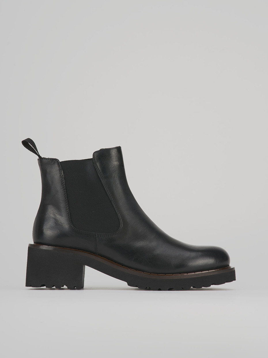 Botines de tacón alto tacón 5 cm negro cuero